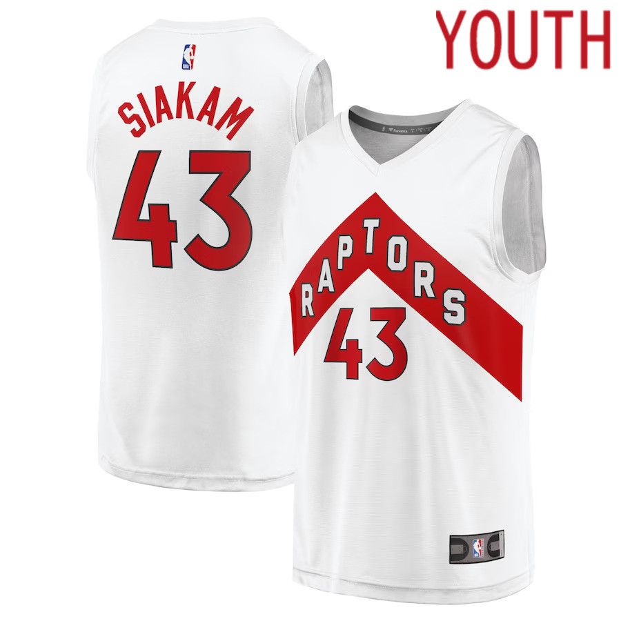 Youth Toronto Raptors 43 Pascal Siakam Fanatics Branded White Fast Break Replica NBA Jersey